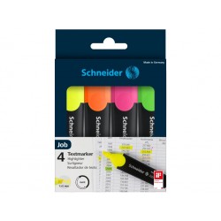 Textmarker SCHNEIDER Job, varf lat, 4 culori/set