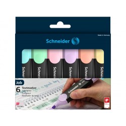 Textmarker SCHNEIDER Job Pastel, varf lat, 6 culori/set -(turcoaz, menta, lavanda, roze, piersica, vanilie)