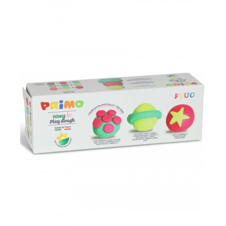 Plastilina Morocolor Primo, 3 culori fluorescente in recipient plastic, 3X100g