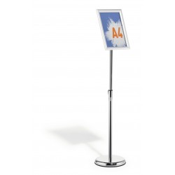 Stand cu panou informativ Durable, A4, rama click, argintiu, inaltime ajustabila 77-125 cm