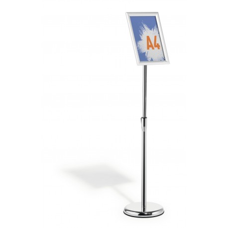 Stand cu panou informativ Durable, A4, rama click, argintiu, inaltime ajustabila 77-125 cm