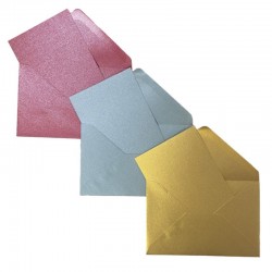 Plic+card Colorarte Perla, culori perlate (rosu, auriu, argintiu), 70x110mm, 150 buc/set