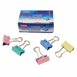 Clipsuri metalice colorate ANAME, 19 mm, 12 bucati/cutie