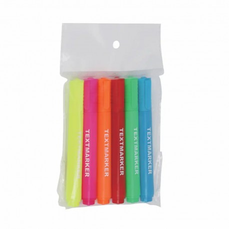 Textmarker, corp rotund, varf 1-5 mm, 6 culori/set