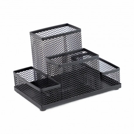 Suport accesorii de birou, mesh, metal, negru