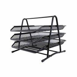 Set 3 tavite pentru documente, mesh, metal, negru
