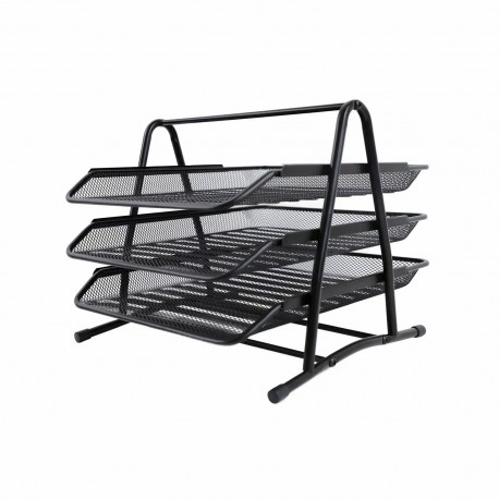 Set 3 tavite pentru documente, mesh, metal, negru