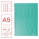 Caiet de birou Esselte Colour'Breeze, carton, reciclabil, certificare FSC, A5, 80 coli, cu spira, matematica, verde