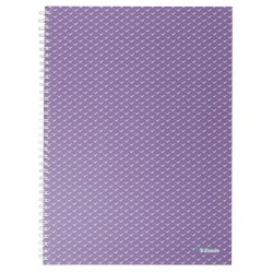 Caiet de birou Esselte Colour'Breeze, carton, reciclabil, certificare FSC, A4, 80 coli, cu spira, matematica, lavanda