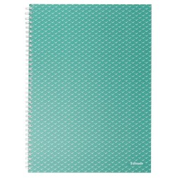 Caiet de birou Esselte Colour'Breeze, carton, reciclabil, certificare FSC, A4, 80 coli, cu spira, dictando, verde