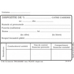 Dispozitie de plata catre casierie, A6, fata/verso, 3 carnete a 100 file/set