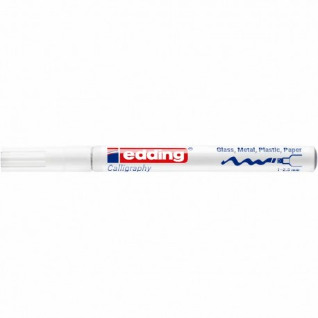 Marker cu vopsea Edding 753, varf caligrafic, 1-2.5 mm, uscare rapida, alb