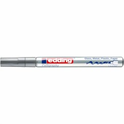 Marker cu vopsea Edding 753, varf caligrafic, 1-2.5 mm, uscare rapida, argintiu