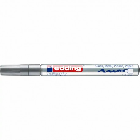 Marker cu vopsea Edding 753, varf caligrafic, 1-2.5 mm, uscare rapida, argintiu