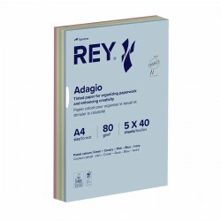 Hartie color REY Adagio, A4, 80g, mix, 5x40 coli, culori pastel
