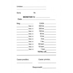 Monetar autocopiativ, A6, 50 file, 2 exemplare, 3 bucati/set