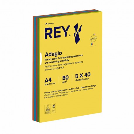 Hartie color REY Adagio, A4, 80g, mix, 5x40 coli, culori intense