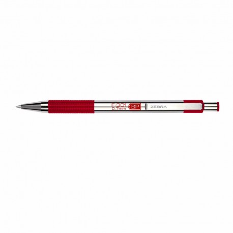 Pix cu mecanism Zebra, F301, 0.7 mm, corp rosu, scriere albastra