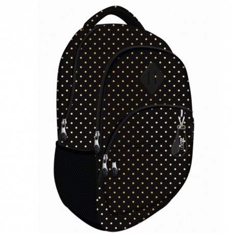 Ghiozdan Loozz Premium Golden Dots, 2 compartimente, negru