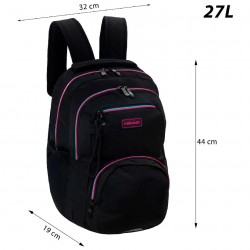 Ghiozdan Astra Head AB200, 3 compartimente, 44 x 32 x 19 cm, black/pink/mint
