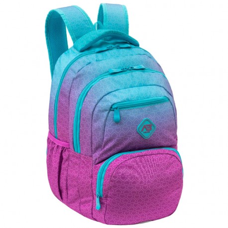Ghiozdan scoala Astra AB200, Hexagon Mint Ombre, 3 compartimente, 44 x 32 x 19 cm