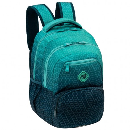 Ghiozdan Astra AB200, Hexagon Lagoon Ombre, 3 compartimente, 44 x 32 x 19 cm