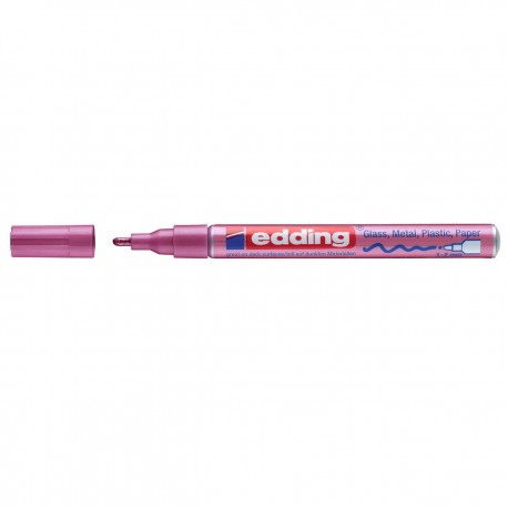 Marker permanent Edding 751 cu vopsea, corp metalic, varf rotund, 1-2 mm, roz metalic