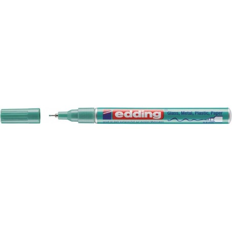 Marker permanent Edding 751 cu vopsea, corp metalic, varf rotund, 1-2 mm, verde metalic