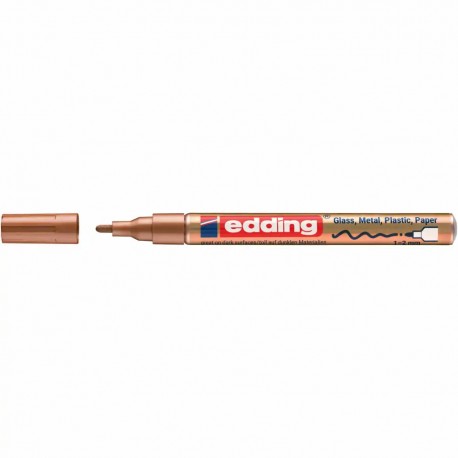 Marker permanent Edding 751 cu vopsea, corp metalic, varf rotund, 1-2 mm, cupru metalic
