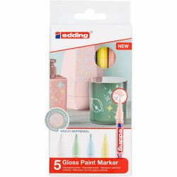 Set markere cu vopsea edding 751 Pastel, corp metalic, varf rotund, 1-2 mm, 5 culori