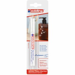Marker cu vopsea Edding 751, corp metalic, varf rotund, 1-2 mm, alb, 1 buc/blister