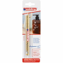 Marker cu vopsea Edding 751, corp metalic, varf rotund, 1-2 mm, auriu, 1 buc/blister