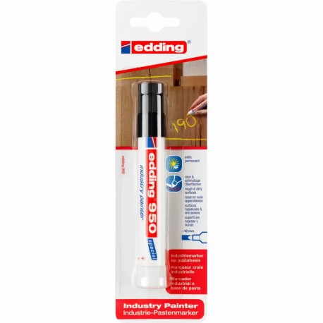 Marker Edding 950 cu pasta, varf de ceara, 10 mm, negru, 1 buc/blister