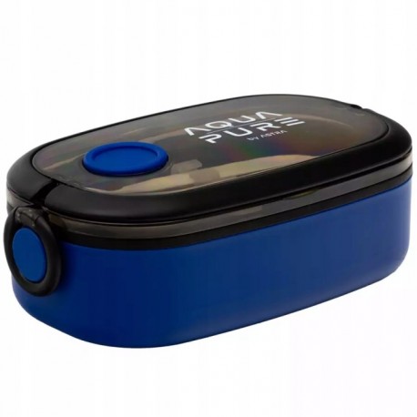 Cutie pentru pranz Astra Aqua Pure, 900 ml, 21 x 12 x 7 cm, albastru/negru