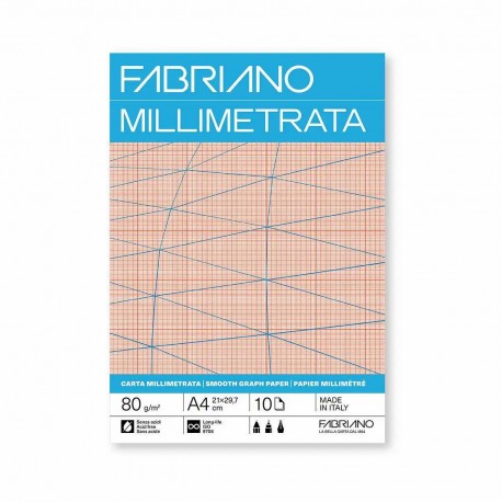 Bloc hartie milimetrica Fabriano, A4, 80g, 10 file