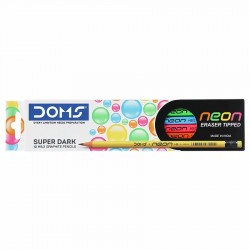Set 12 creioane grafit HB DOMS Neon, rotunde, culori fluorescente, cu radiera