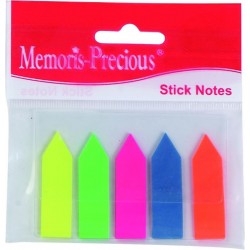 Index autoadeziv Memoris-Precious din plastic, forma sageata, 12 x 45 mm, 5 culori/set, 25 file/culo