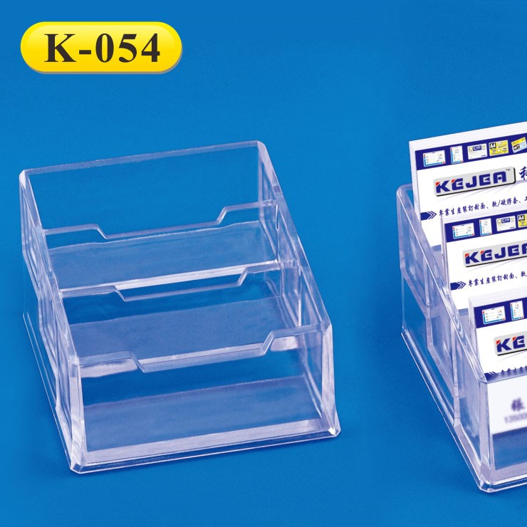 Suport plastic pentru 3 seturi carti de vizita, pentru birou, KEJEA - transparent