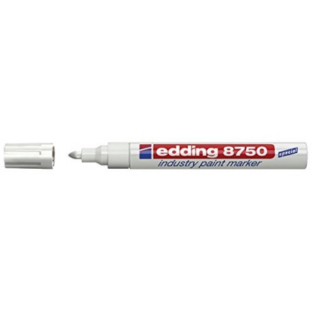 Marker permanent Edding 8750, cu vopsea, 2 - 4 mm, alb
