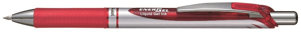 Roller cu gel Pentel Energel, fara mecanism, varf metalic 0.7 mm, rosu