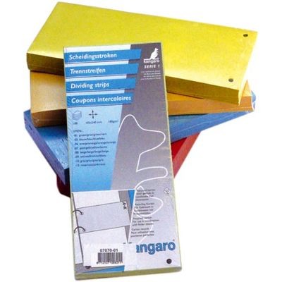 Separatoare carton pentru biblioraft, 180 g/mp, 105 x 240 mm, 100/set, KANGARO - rosu