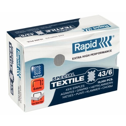 Capse RAPID 43/6G textile, 10.000 buc/cutie - pentru capsator RAPID Classic K1 Textile