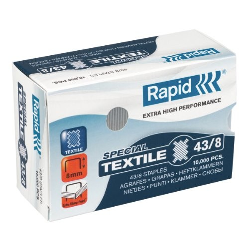 Capse RAPID 43/8G textile, 10.000 buc/cutie - pentru capsator RAPID Classic K1 Textile