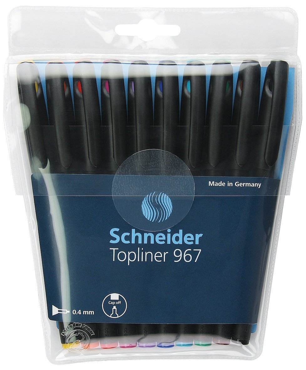 Liner SCHNEIDER 967, varf fetru 0.4mm, 10 culori/set