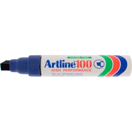 Permanent marker ARTLINE 100, corp metalic, varf tesit 7.5-12.0mm - albastru