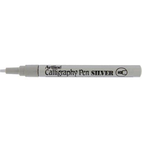 Marker ARTLINE Calligraphy, corp metalic, varf tesit din fetru 2.5mm - argintiu