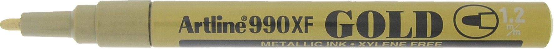 Marker cu vopsea ARTLINE 990XF, corp metalic, varf rotund 1.2mm - auriu