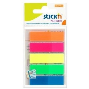 Stick index plastic transparent color 45 x 12 mm, 5 x 25 file/set, Stick