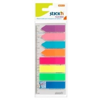 Stick index plastic transp. color 45 x 12 mm, 8 x 25 file/set index sageata, Stick