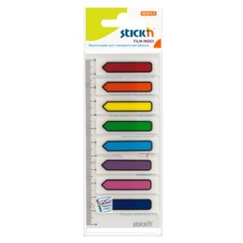 Stick index plastic transparent color 45 x 12 mm, 8 x 15 file/set, Stick
